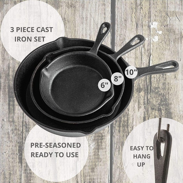 3-Piece Cast Iron Skillet Set 2