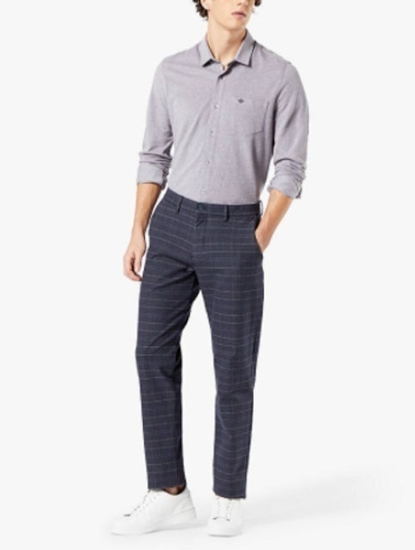 Smart 360 Flex Tapered Check Chinos 1