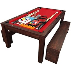 7 Ft Red Pool Table Billiard Indoor with coverage