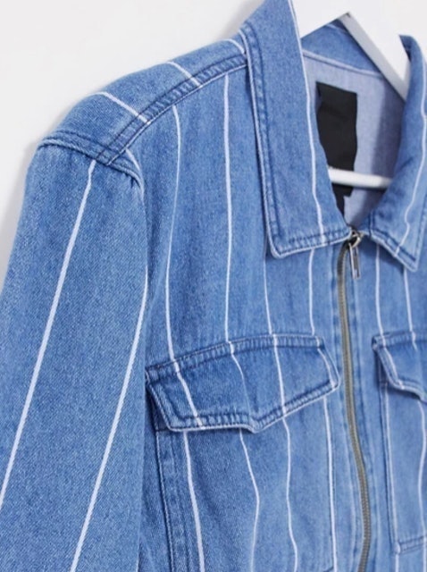 Denim Shacket in Fine Stripe 2
