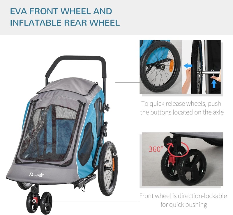 2 IN 1 Dog Bicycle Trailer Pet Stroller 3