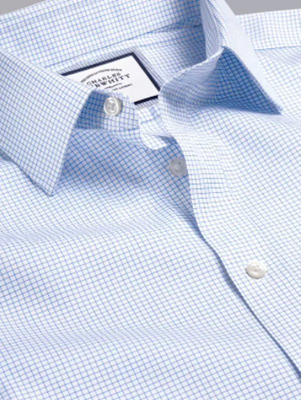 Classic Collar Non-Iron Twill Mini Grid Slim Fit Shirt 3