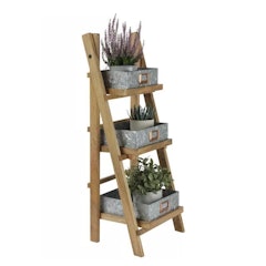 Curated Wooden Ladder Planter