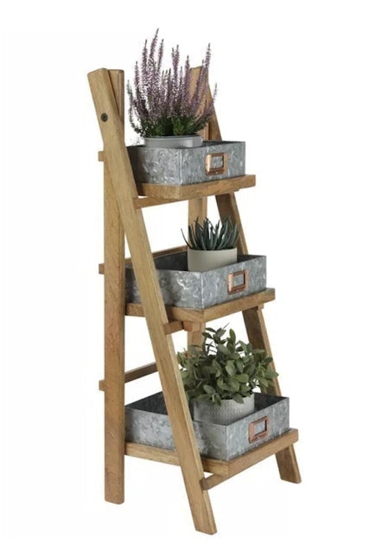 Curated Wooden Ladder Planter 1