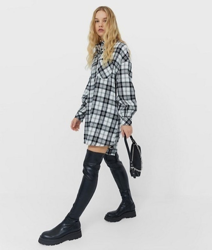 Boyfriend Shirt Dress in Grey Check 1