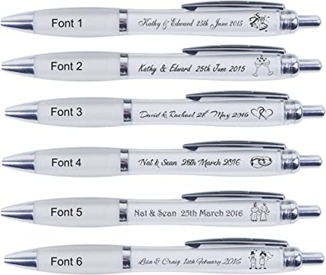 50 Personalised Printed Wedding Pens 1