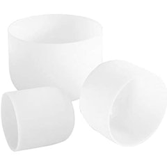 Chakra Tuned Set of Frosted Quartz Crystal Singing Bowls