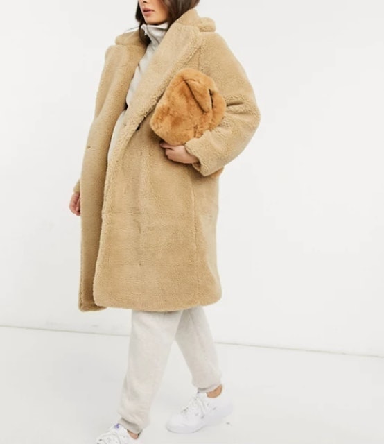 Maternity Longline Teddy Borg Coat 1