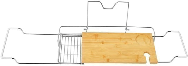 Stainless Steel and Bamboo Bathtub Caddy  4