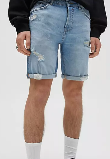 Slim Fit Denim Shorts With Rips 1