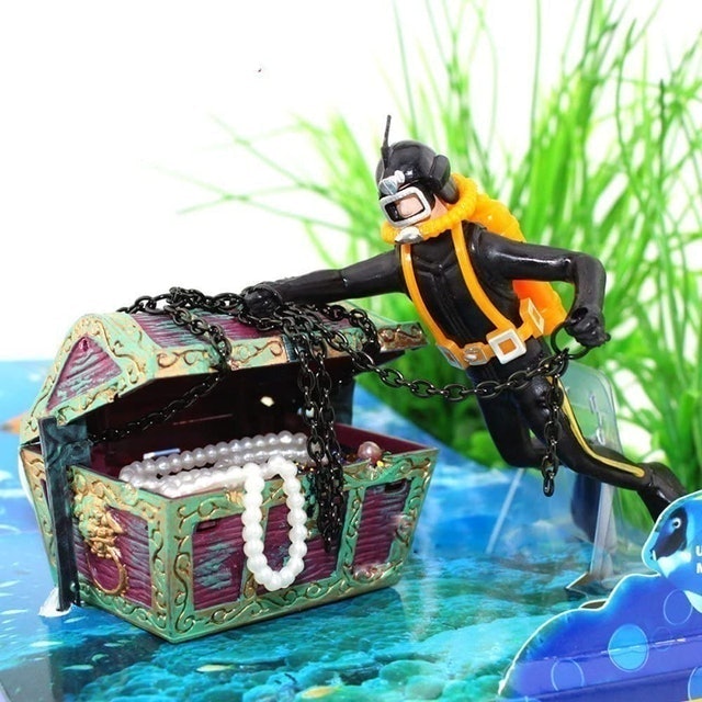 Undersea Treasure Chest Diver Ornament 2