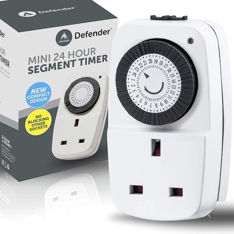 HBN Indoor Timer-24 Hour Plug-In Mechanical Indoor Mini Timer with 2 Outlets, 3 Prong, 2-Pack, White