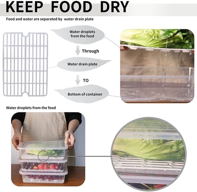 Stackable Food Storage Containers with Drain Plates and Lids 2