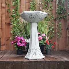 Stone Cast Art Deco Garden Bird Bath