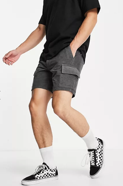 Slim Cord Shorts With Cargo Pockets 1