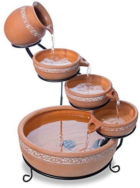Ladonas Inlaid Terracotta Solar Water Feature Cascade 1