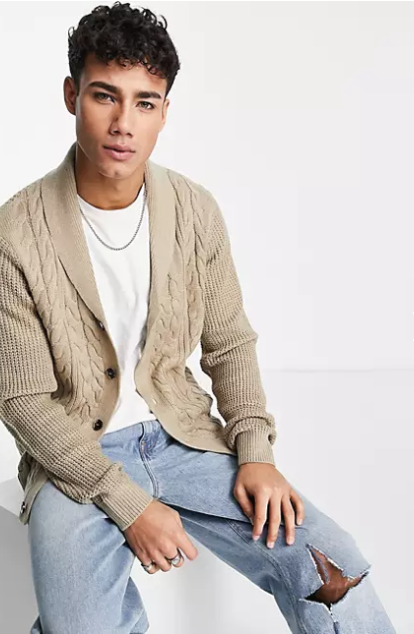 Cable Front Shawl Neck Cardigan 1