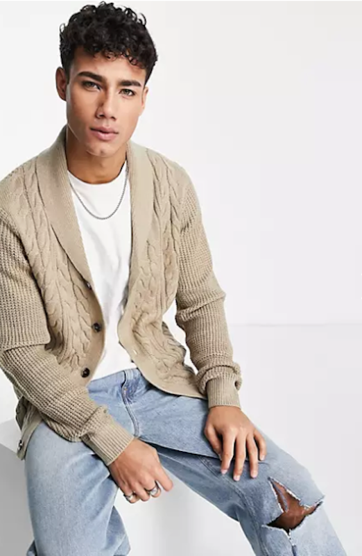 Cable Front Shawl Neck Cardigan 1