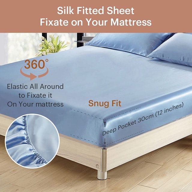Silk Fitted Sheet 100% Mulberry Silk Bed Sheet 2