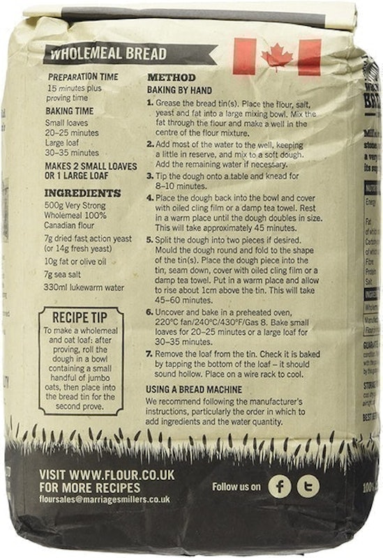 100% Canadian Very Strong Wholemeal Flour 2
