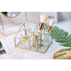 Vintage Glass & Metal Makeup Organizer