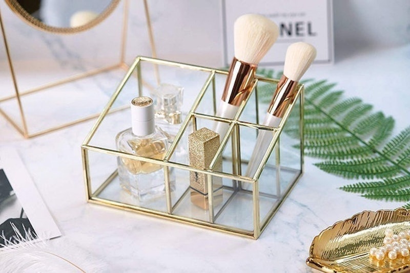 Vintage Glass & Metal Makeup Organizer 1