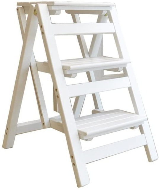 Solid Wood 3 Step Ladder - White 1
