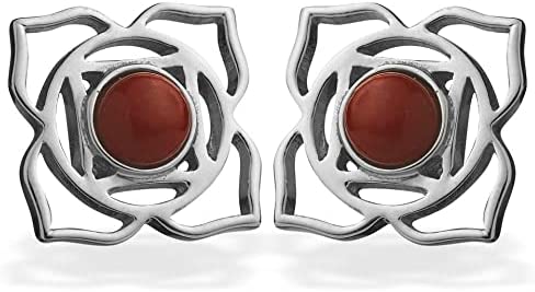 Natural Red Jasper Gemstone Studs 1