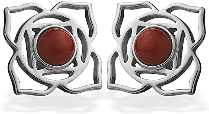 Natural Red Jasper Gemstone Studs 1