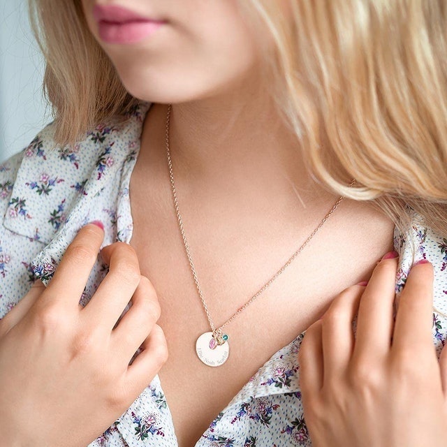 Family Disc and Birthstone Personalised Necklace 3