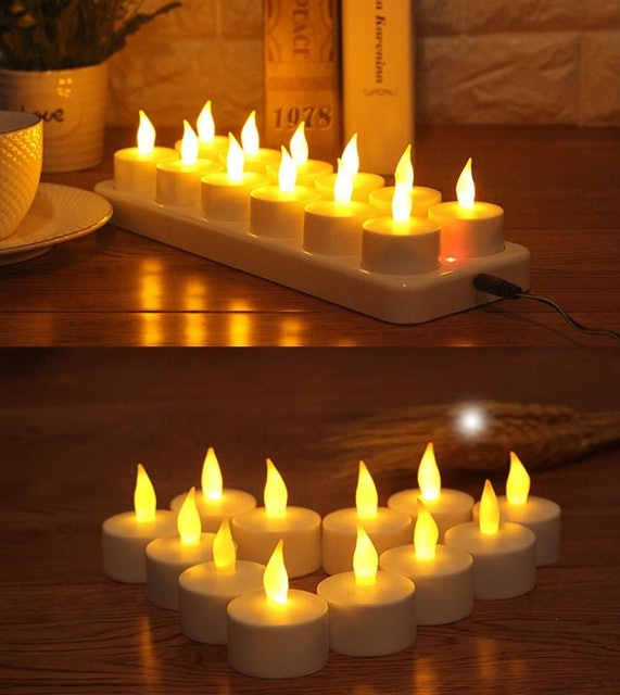 6. Expower Rechargeable LED Tea Light Set 12 Pack 2