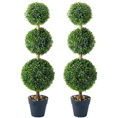 5. Woodside Pair Of Artificial Topiary Swirl Trees/Bushes