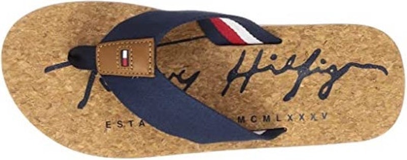 8. Tommy Hilfiger Corporate Stripe Flip Flops, Midnight Blue 1