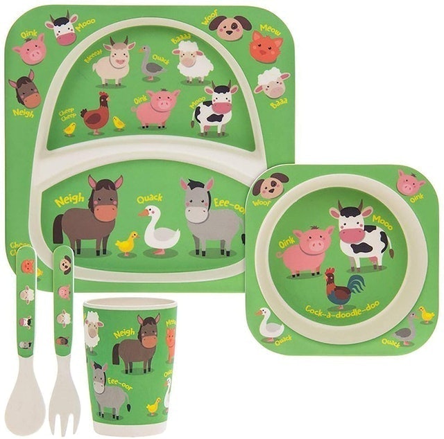 Bamboo Eco-Friendly Farm Animals Dinner Set 1