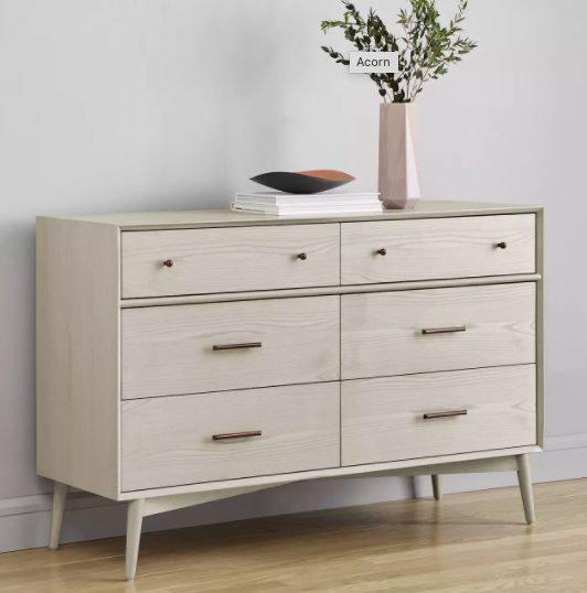 Mid-Century 6-Drawer Chest, Pebble 1