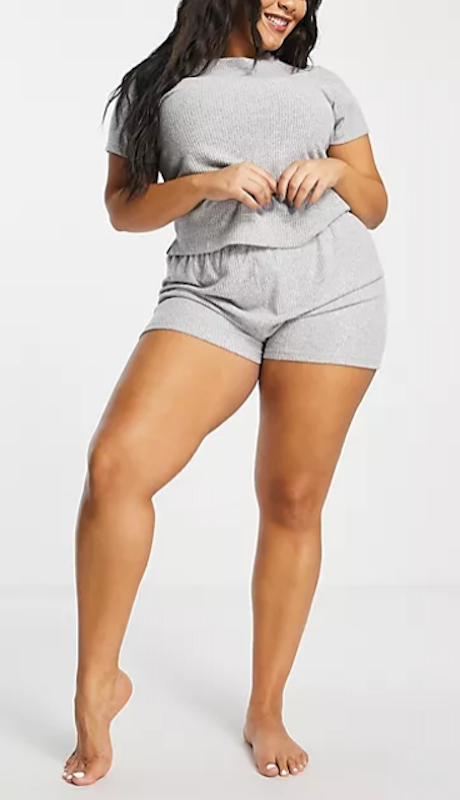 Curve Lounge Super Soft Rib Tee & Short Set 1