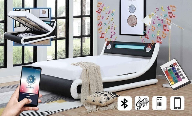 Bluetooth Music Ottoman Speaker Bed 2