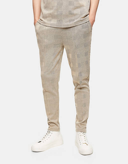 Check Joggers in Stone 1