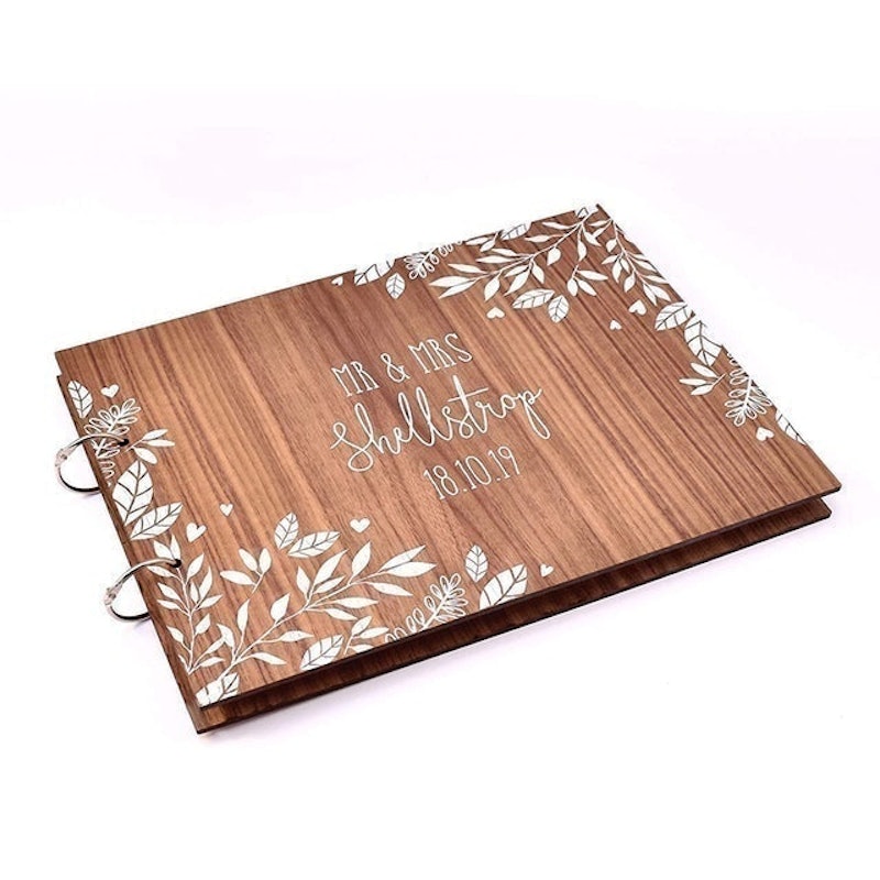 White Leaf Personalised Wedding Day Guest Book 1