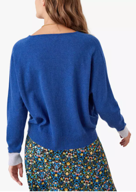Brora Cashmere Slouchy V-Neck Jumper in Sapphire 2