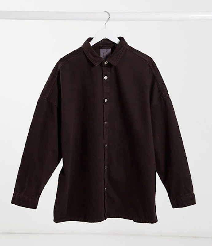 Oversized Denim Shacket in Brown 1