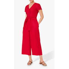 Jayne Linen Cropped Raspberry Jumpsuit