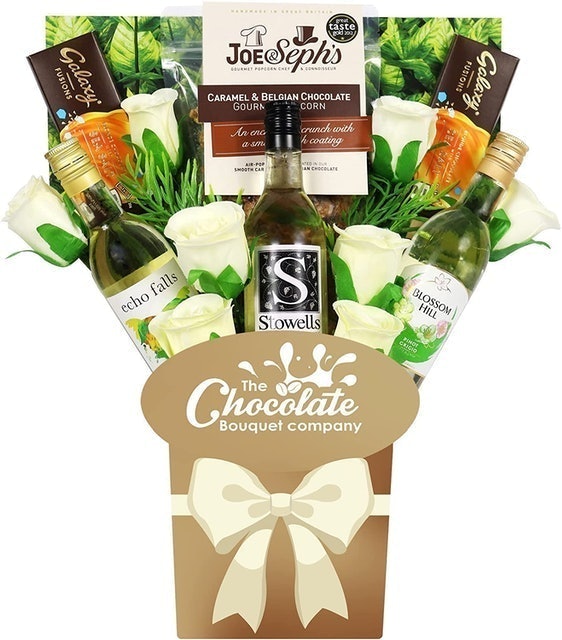 The White Wine Collection & Chocolate Bouquet Gift Hamper 1