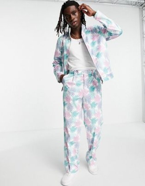 Smart Pastel Blue Palm Print Co-Ord 1