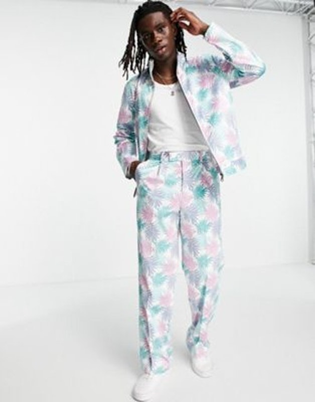 Smart Pastel Blue Palm Print Co-Ord 1