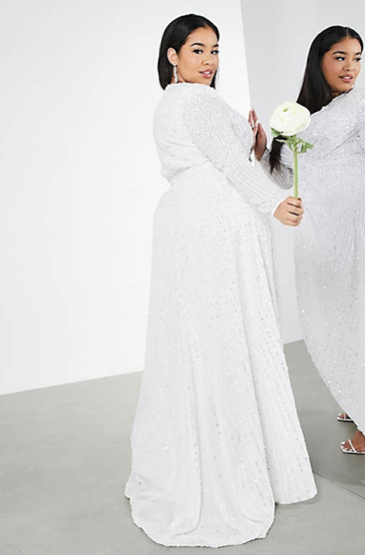 Nola Pleated Plunge Wrap Wedding Dress 3