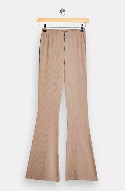 Ribbed Flare Corduroy Trousers in Stone 3