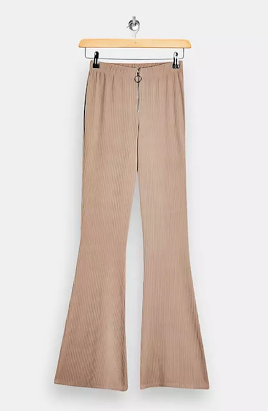 Ribbed Flare Corduroy Trousers in Stone 3