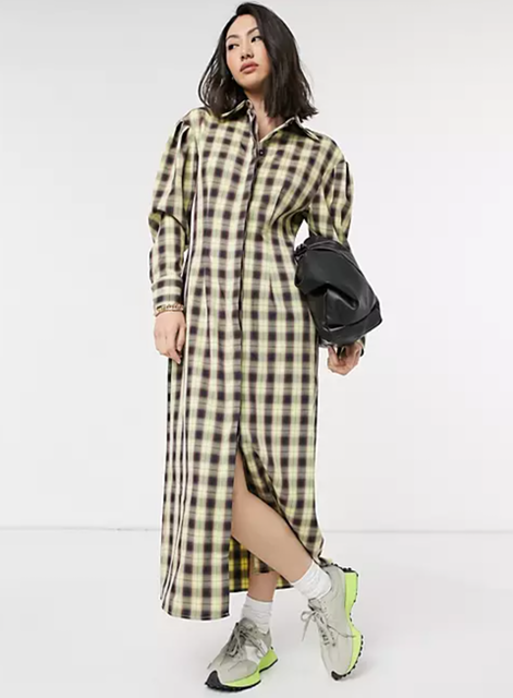 Full Maxi Shirt Dress in Vintage Check 1