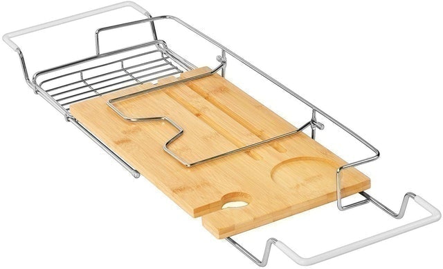 Stainless Steel and Bamboo Bathtub Caddy  3